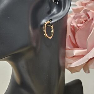 18k Real Saudi Gold 2 Tone Hoop Earrings